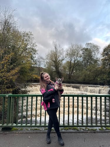 Customer photo review of 1/4 Zip Fleece - Walkies Ready® Fleece - Charcoal/Pink