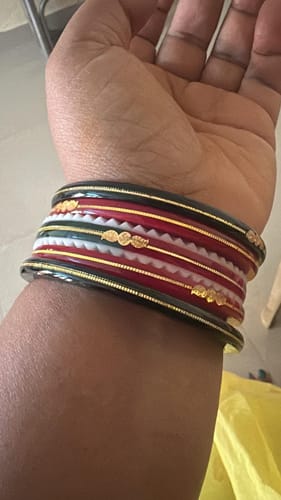 Customer photo review of Multi Crimson : Elegance Gold Bangle" (Pack of 1 Pair) (2 pis)
