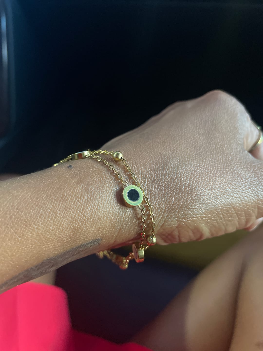 Customer photo review of Onyx & White Stone Bracelet
