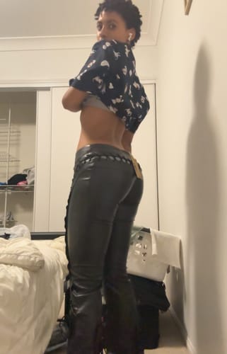 Customer photo review of LOW RISERS (BLACK LEATHER)