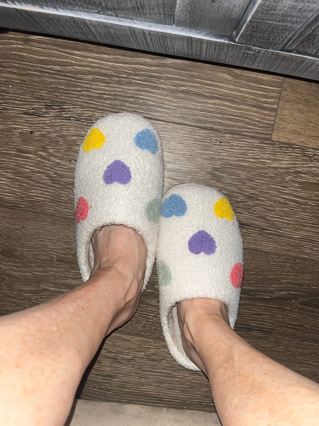 Customer photo review of Zia Colorful Heart Slippers