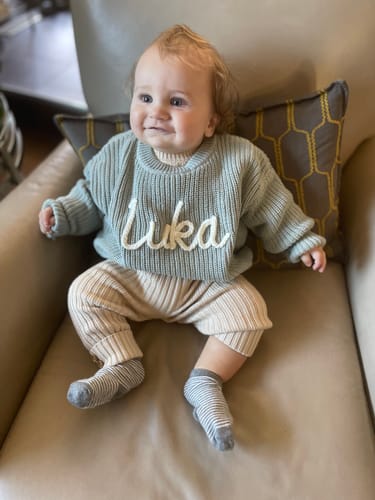 Customer photo review of Hand Knitted Personalized Sweater