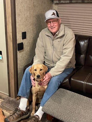 Customer photo review of Pheasant Hunting (left patch), Leather Patch Trucker Hat