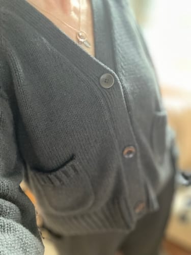 Customer photo review of The Staple Cardigan - Charcoal