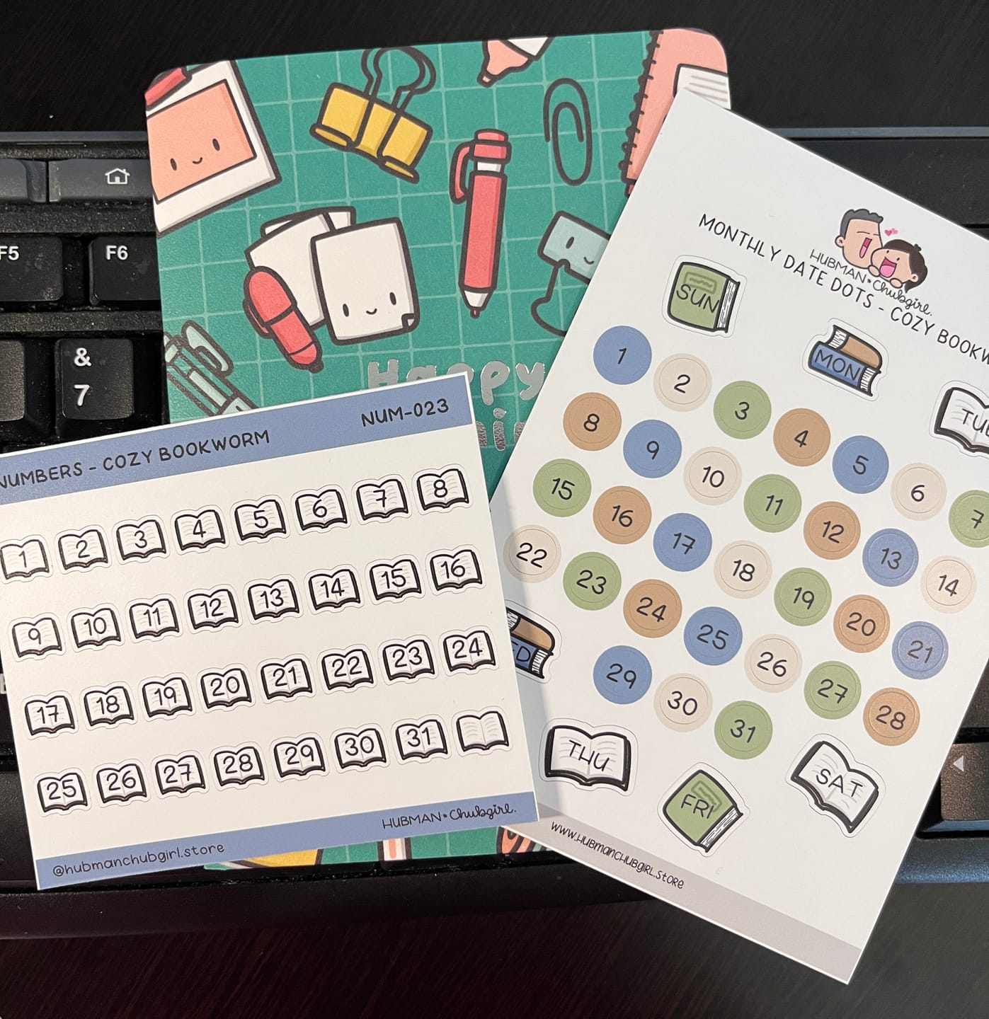 Customer photo review of Numbers - Cozy Bookworm Planner Stickers