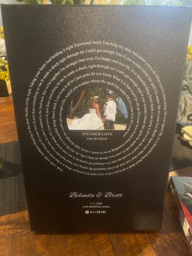 Customer photo review of Custom Music Lyrics Canvas