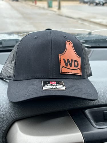 Customer photo review of Cattle Ear Tag Shape Custom Leather Patch Hat