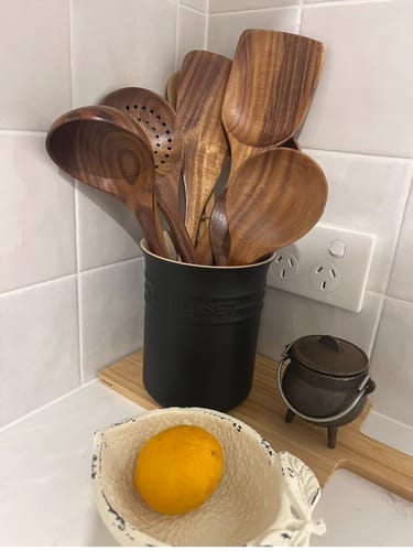Customer photo review of Teak Wooden Utensil Set