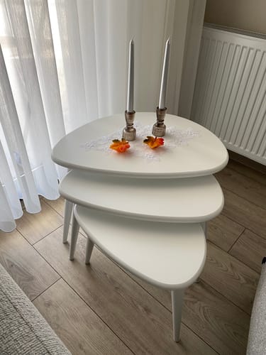 Customer photo review of Beyaz Ahşap 3'lü Zigon Sehpa Takımı
