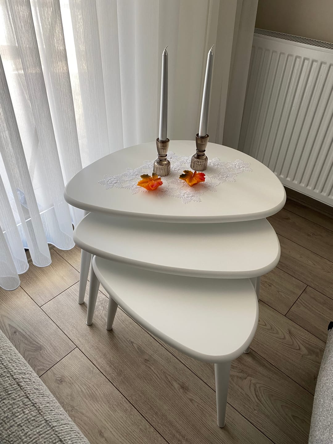 Customer photo review of Beyaz Ahşap 3'lü Zigon Sehpa Takımı