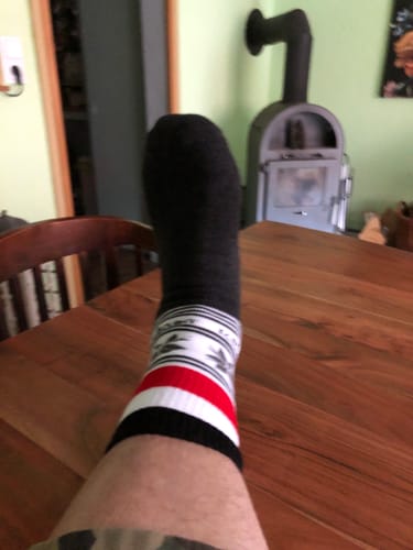 Customer photo review of Fußballsocken, weiß, mit schwarz-weiß-roten Streifen