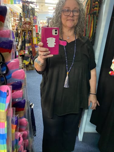 Customer photo review of 108 Natural Sodalite Mala Bead Necklace