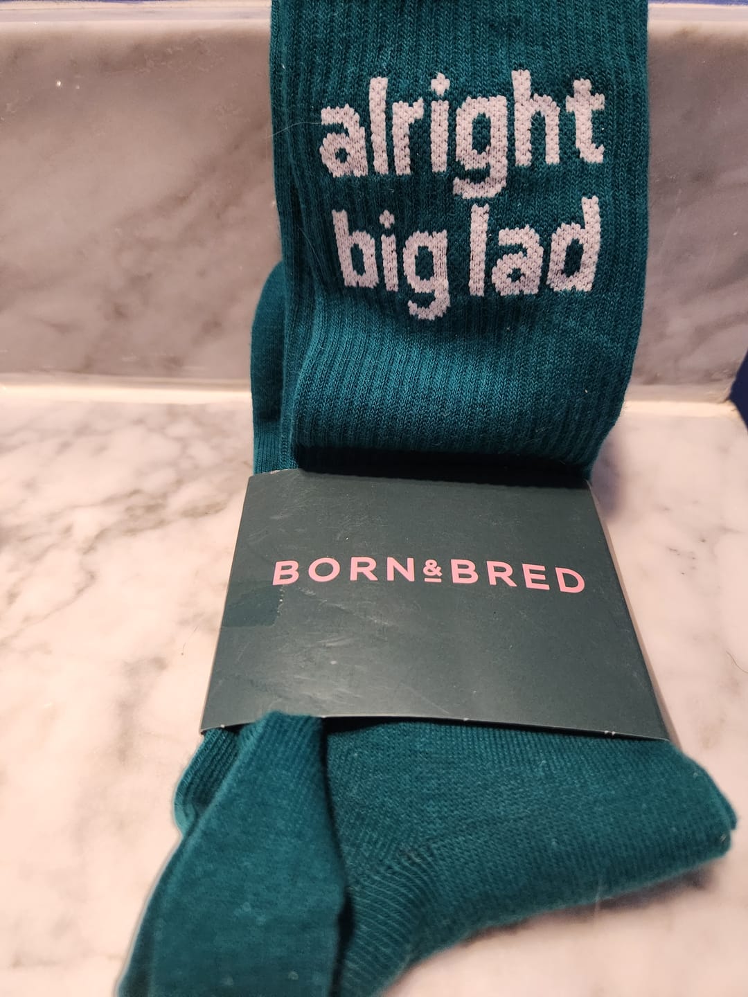 Customer photo review of Alright Big Lad Socks