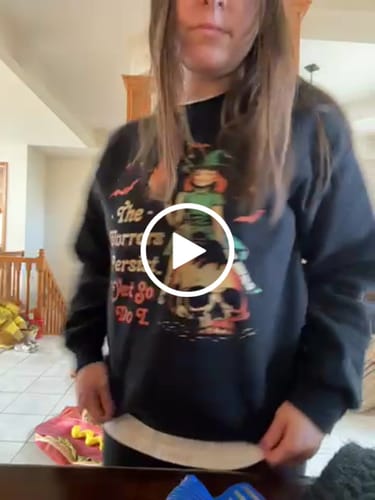 Customer video review of The Horrors Persist Yet So Do I Sweatshirt