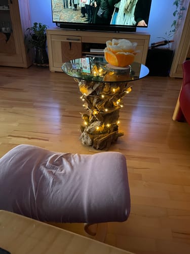 Customer photo review of REGINA Wurzeltisch mit Glasplatte Ø 60 cm