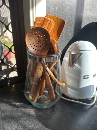Customer photo review of Teak Wooden Utensil Set