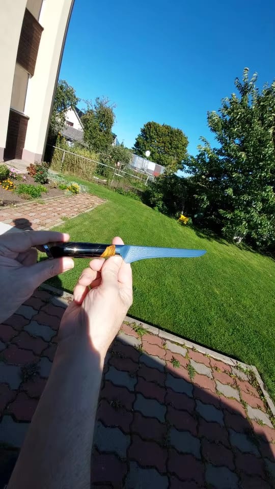Customer photo review of Shirahoshi (白星) - Japanese Damascus 6 inch Boning Knife