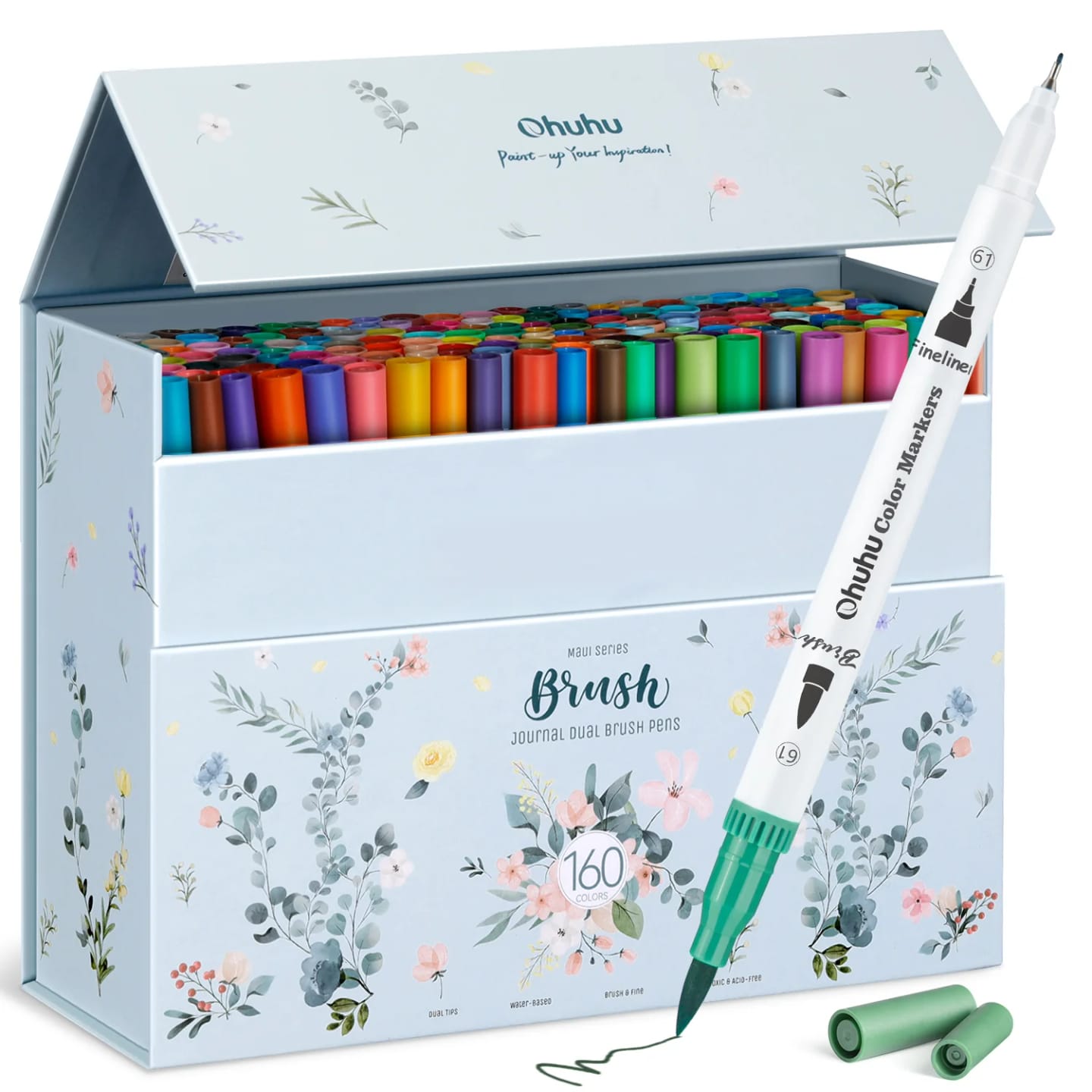 Customer photo review of Ohuhu Maui 160 Colors Dual Tips Water Based Art Markers, Brush & Fineliner