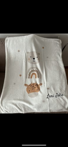 Customer photo review of Little Friends Babydecke mit Namen bestickt 75x100cm