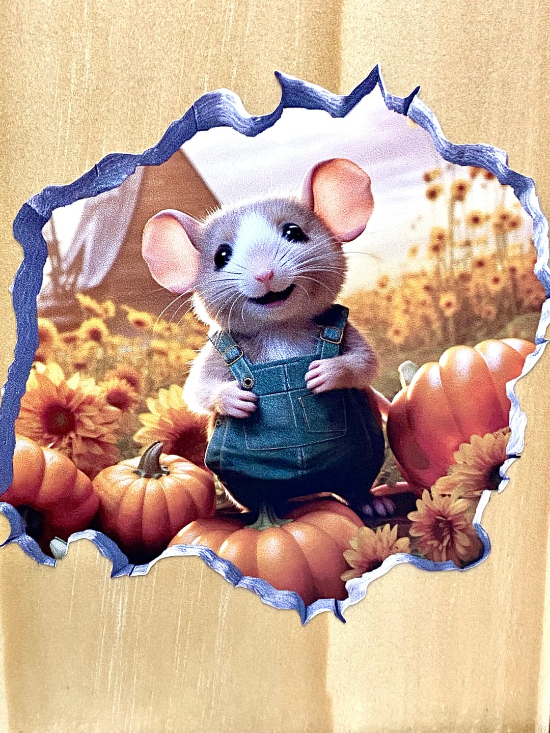 Customer photo review of Pumpkin Patch Mouse in Mouse Hole Decal - Mouse Hole 3D Wall Sticker