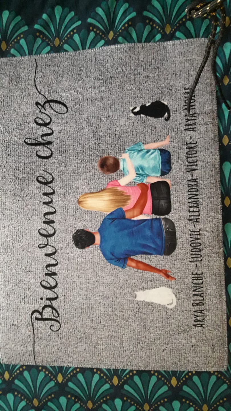 Customer photo review of Famille - Paillasson personnalisé