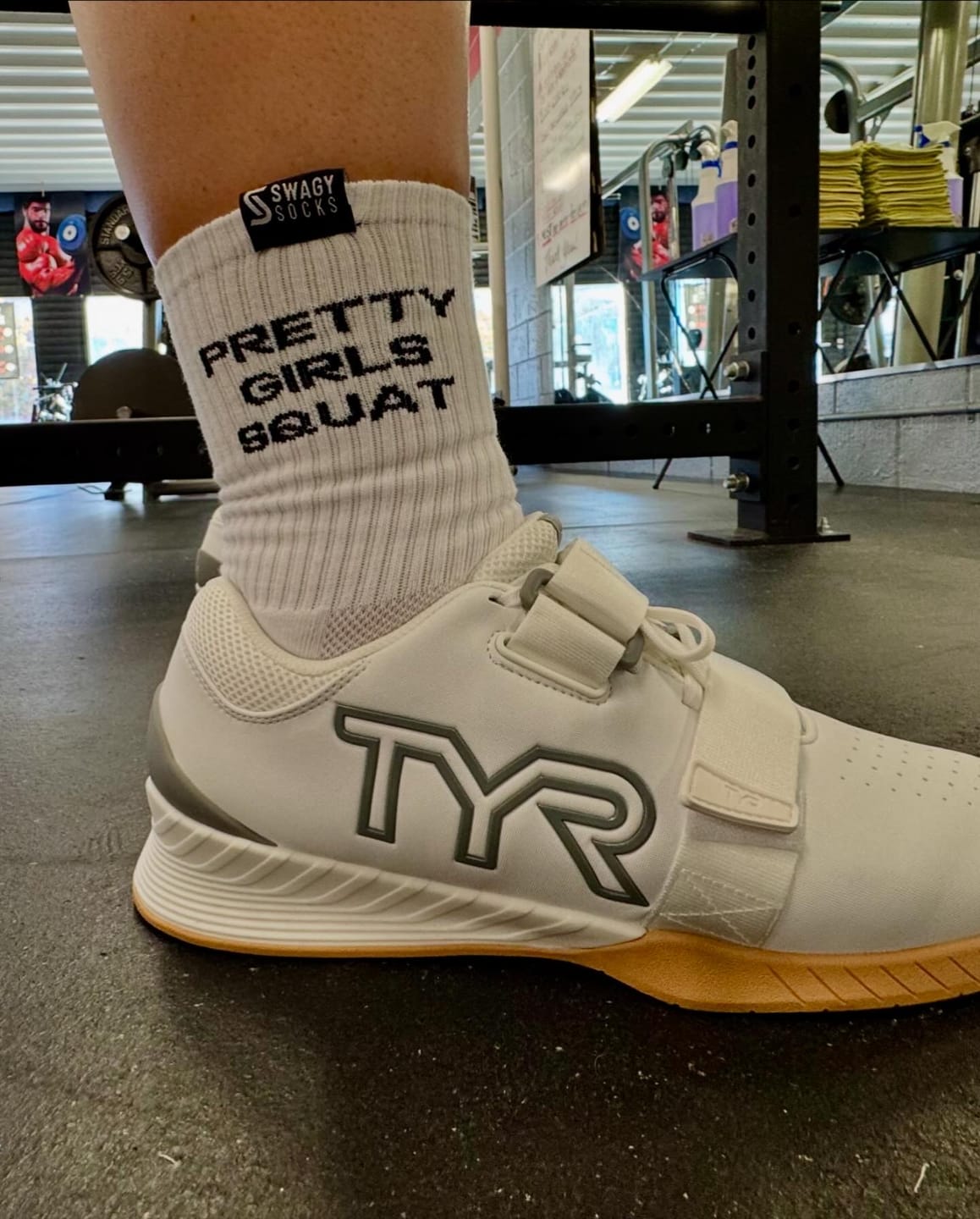 Customer photo review of Pretty Girls Squat - Women's Crew Workout Socks