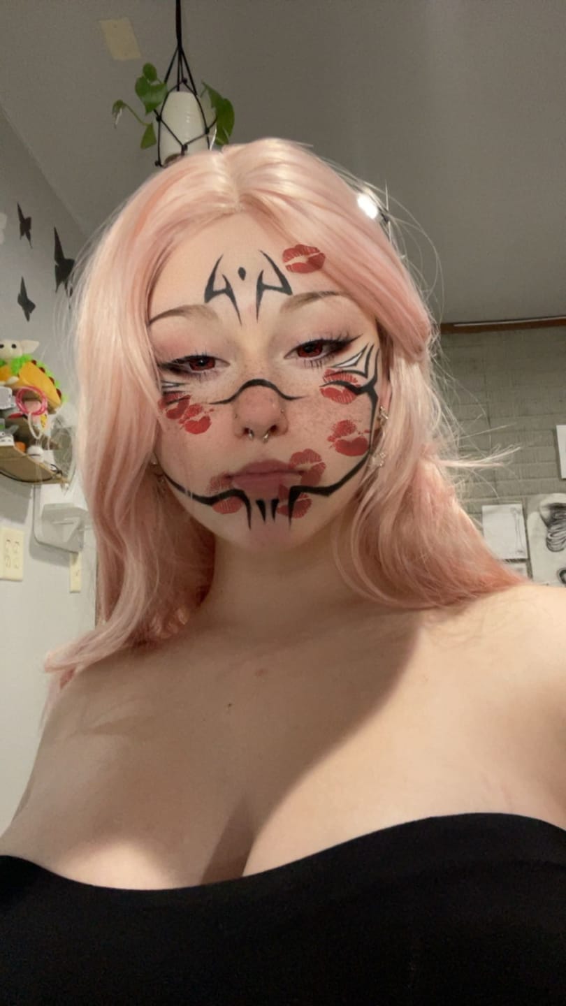 Customer photo review of Cosplay ICE Red Prescription Colored Contact Lenses