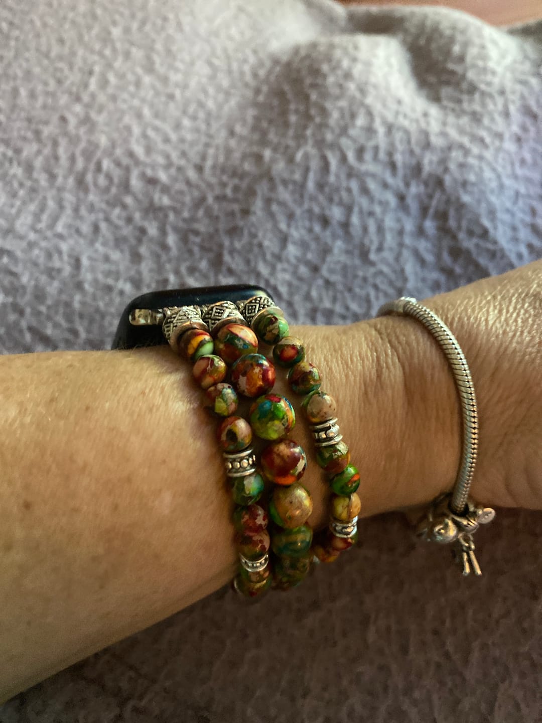 Customer photo review of Vineyard Jasper Stretch Apple Watch Strap