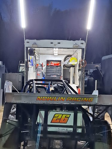 Customer photo review of Racing Trailer Pit Lights – Dual 10 Foot Pole 20,000 Lumens