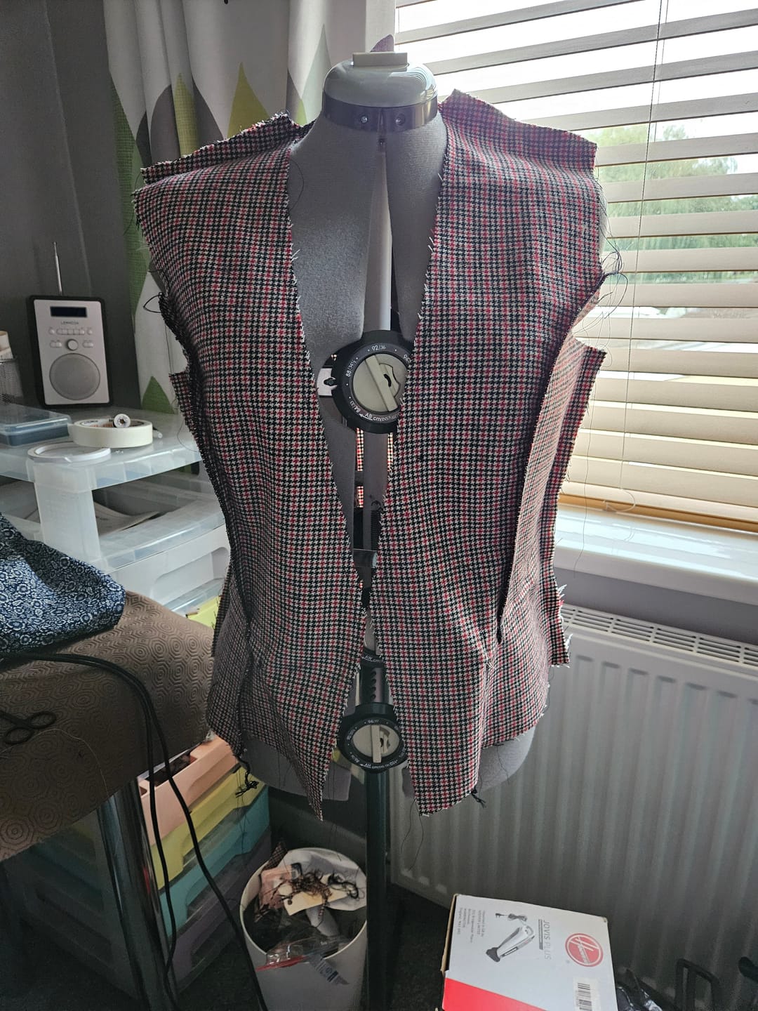 Customer photo review of Red Dogtooth Check Wool Blend Fabric