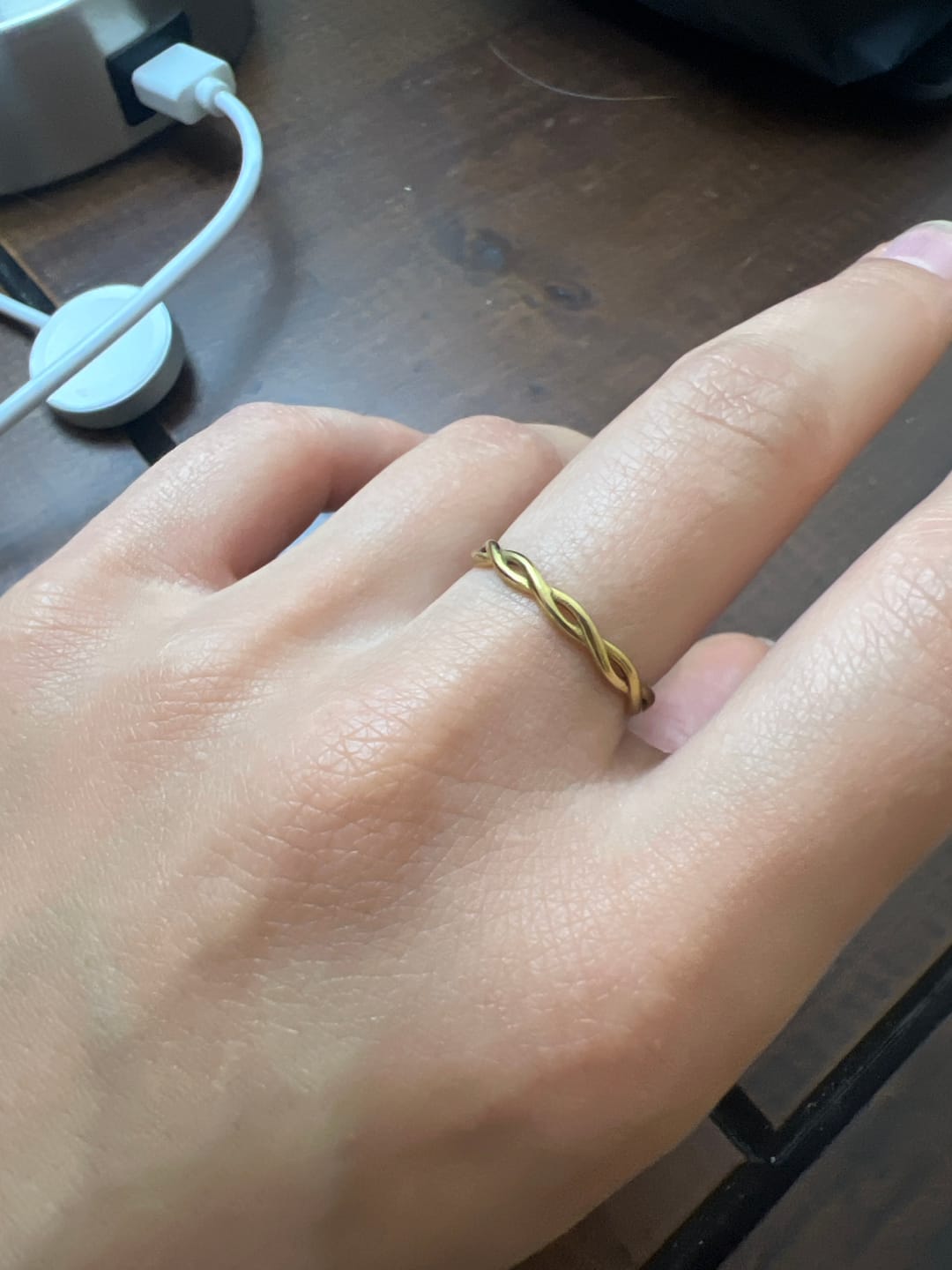 Customer photo review of Infinity 18K Gold Twist Ring