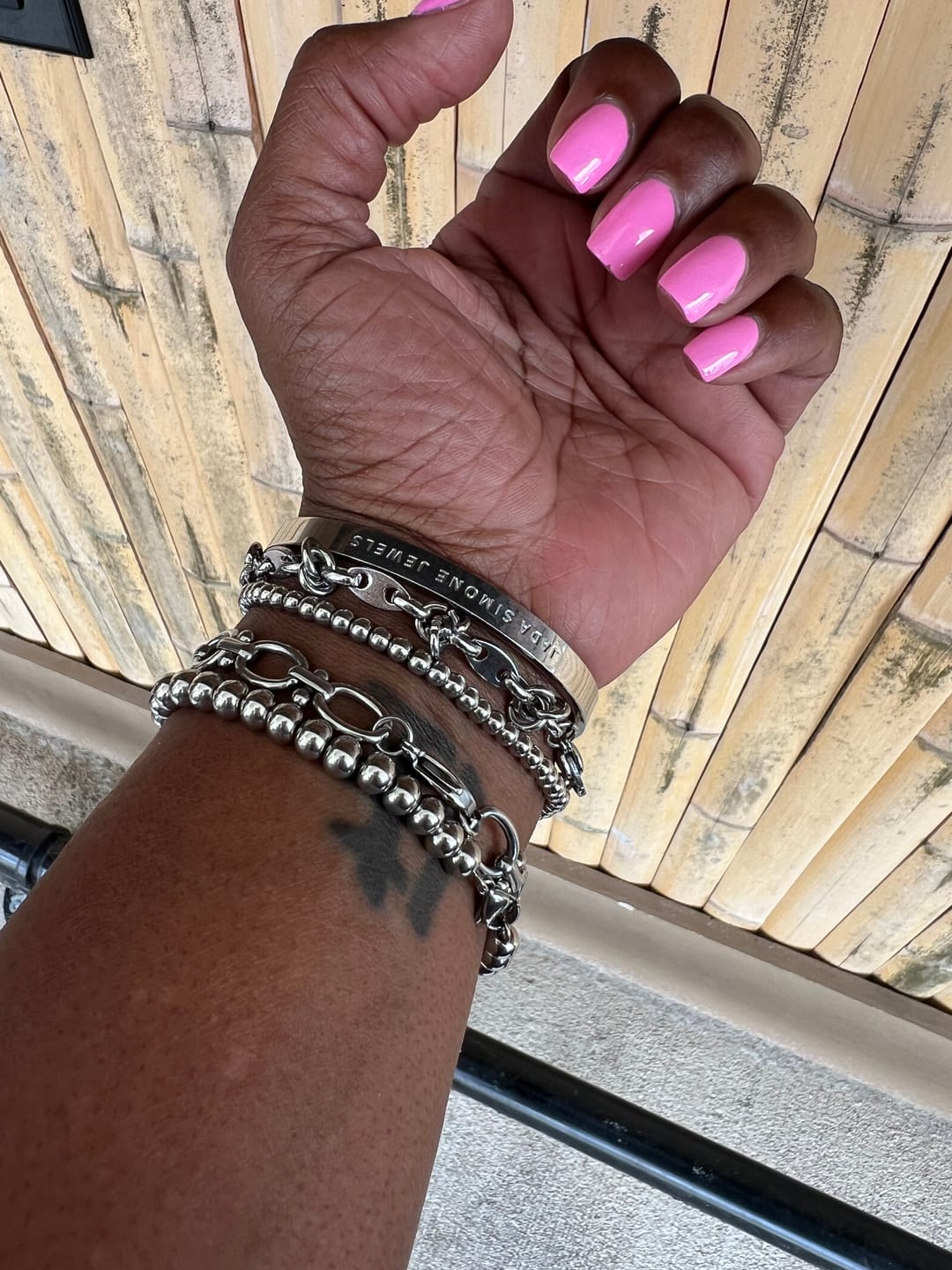 Customer photo review of Chrisette Stainless Steel Bracelet Stack