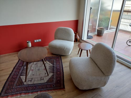 Customer photo review of Fauteuil de salon pivotant swivel en tissus gris