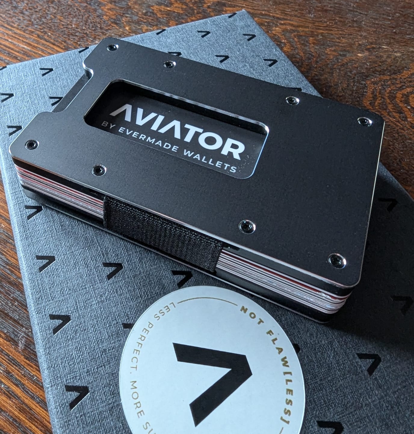Customer photo review of NOT FLAW[LESS] Obsidian Black Aluminum Slim Wallet