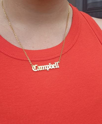 Customer photo review of Old English Custom Necklace
