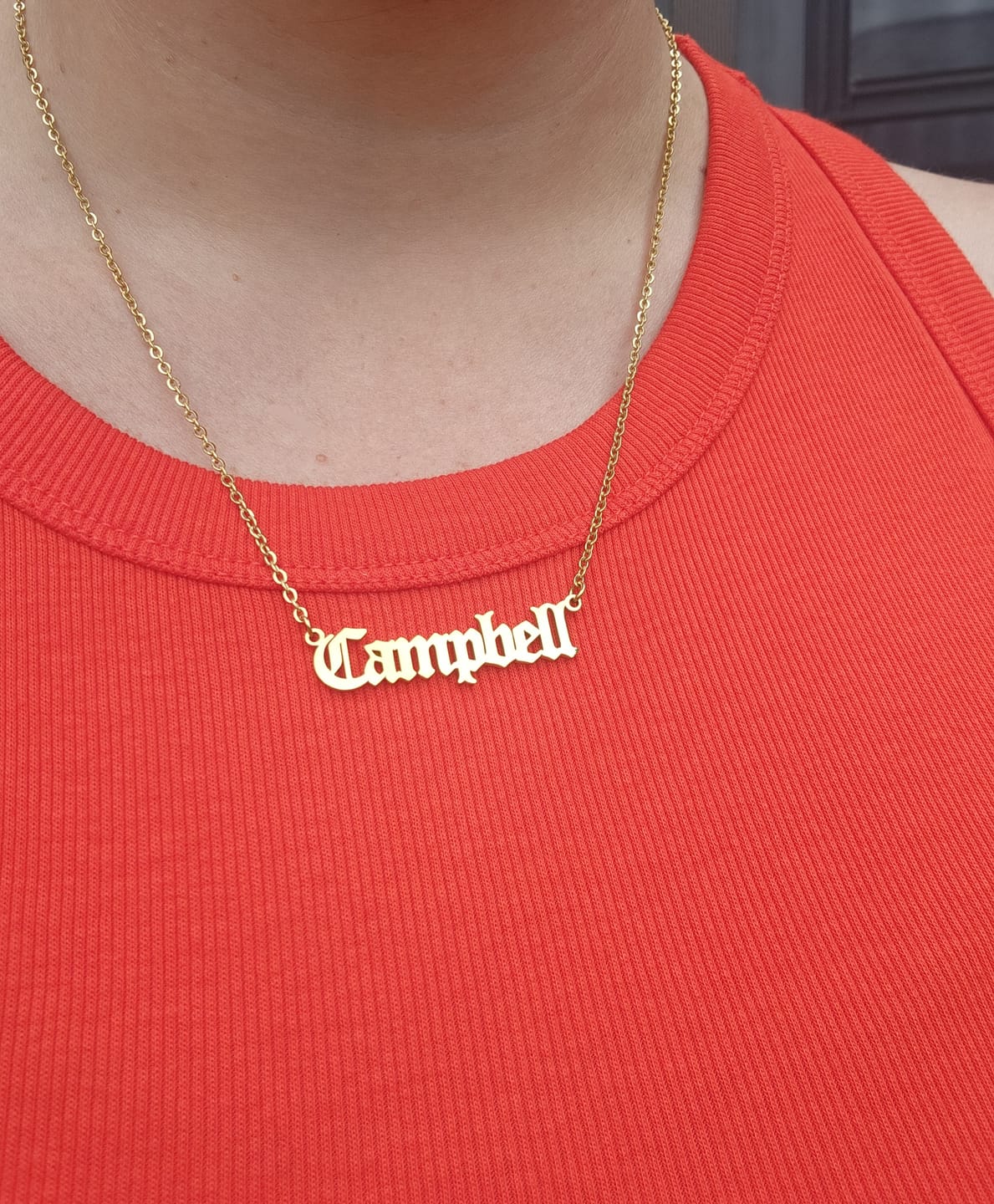 Customer photo review of Old English Custom Necklace