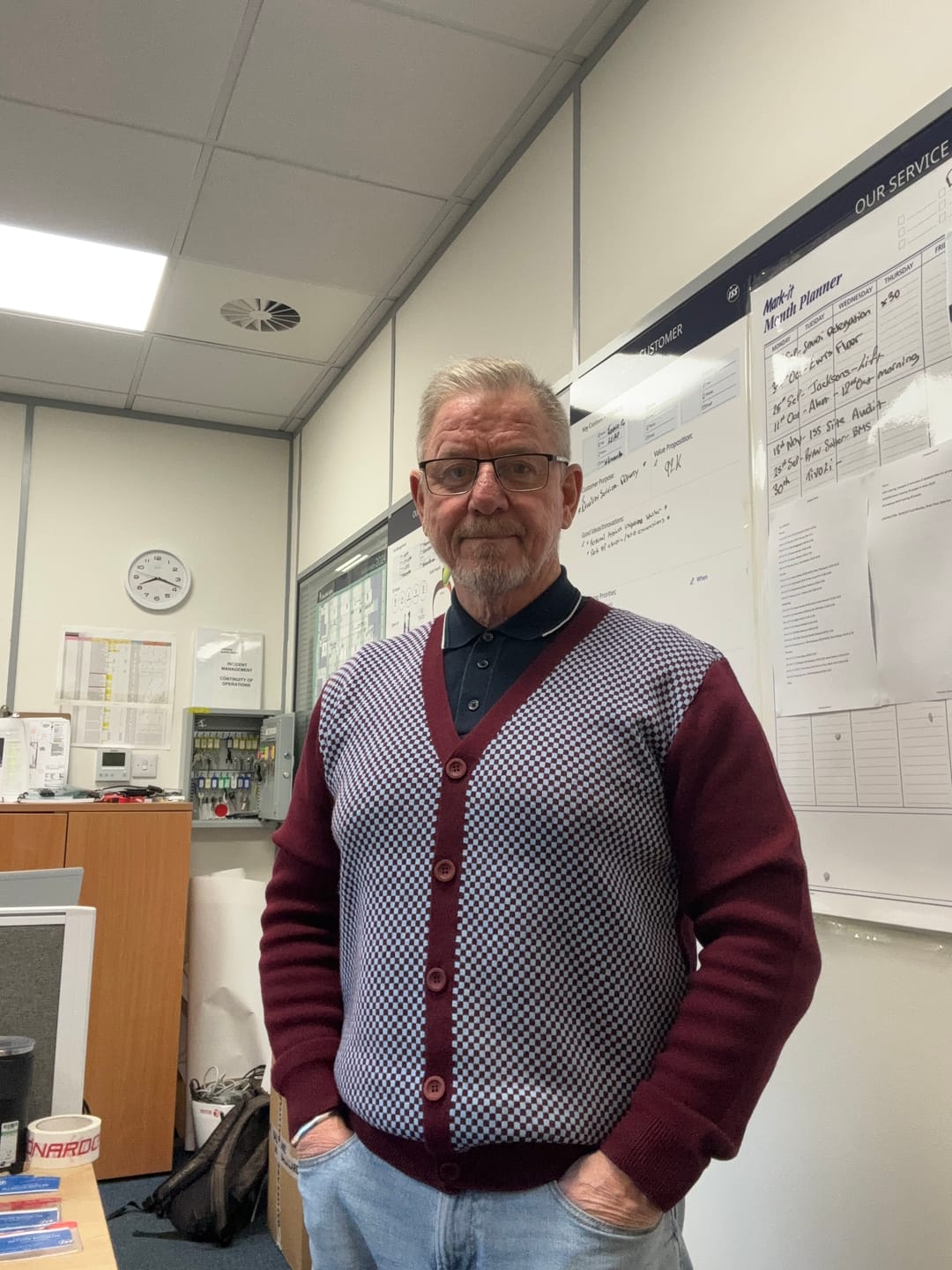 Customer photo review of Burgundy & Sky  Check Cardigan - Chas