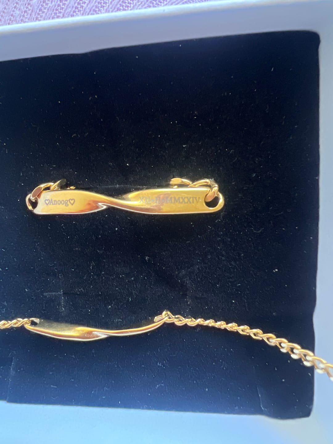 Customer photo review of Infinity Engraved Bracelet Set