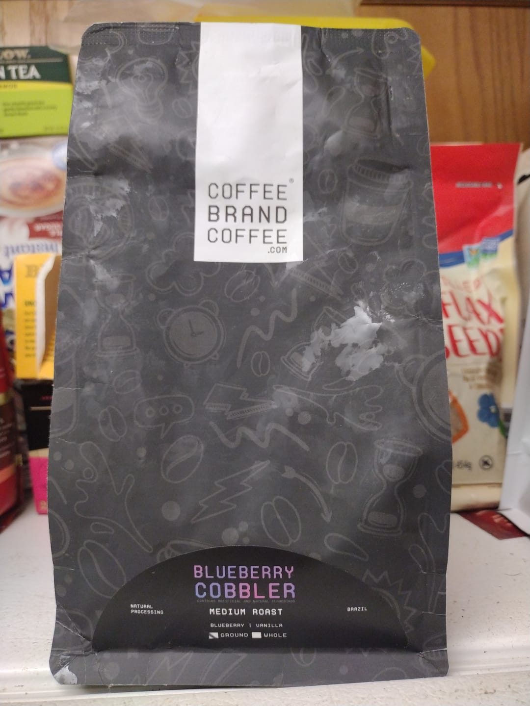 Customer photo review of Blueberry Cobbler Flavored Coffee