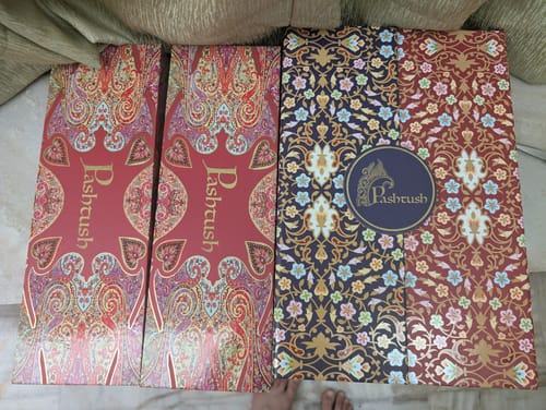 Customer photo review of Pashtush Women's Jamawar Shawl, Navy Blue