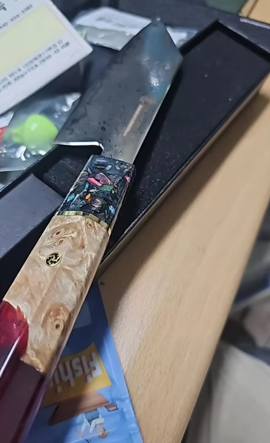 Customer photo review of Kurohana (黒花) - Japanese Damascus Steel Chef's Knife (5.5 inch)