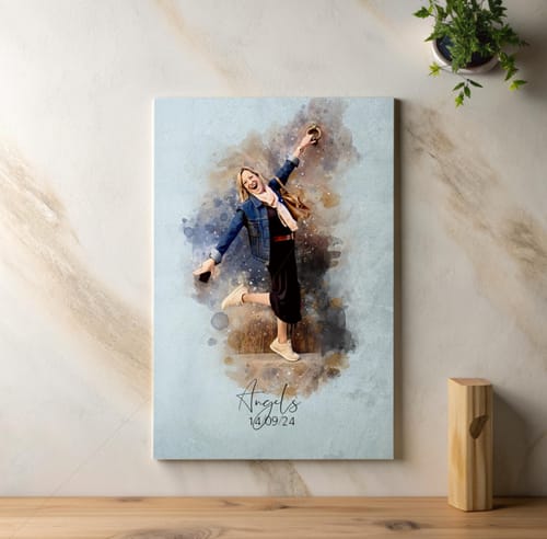Customer photo review of Tu foto en estilo acuarela | Regalo personalizable para pareja, novia y novio