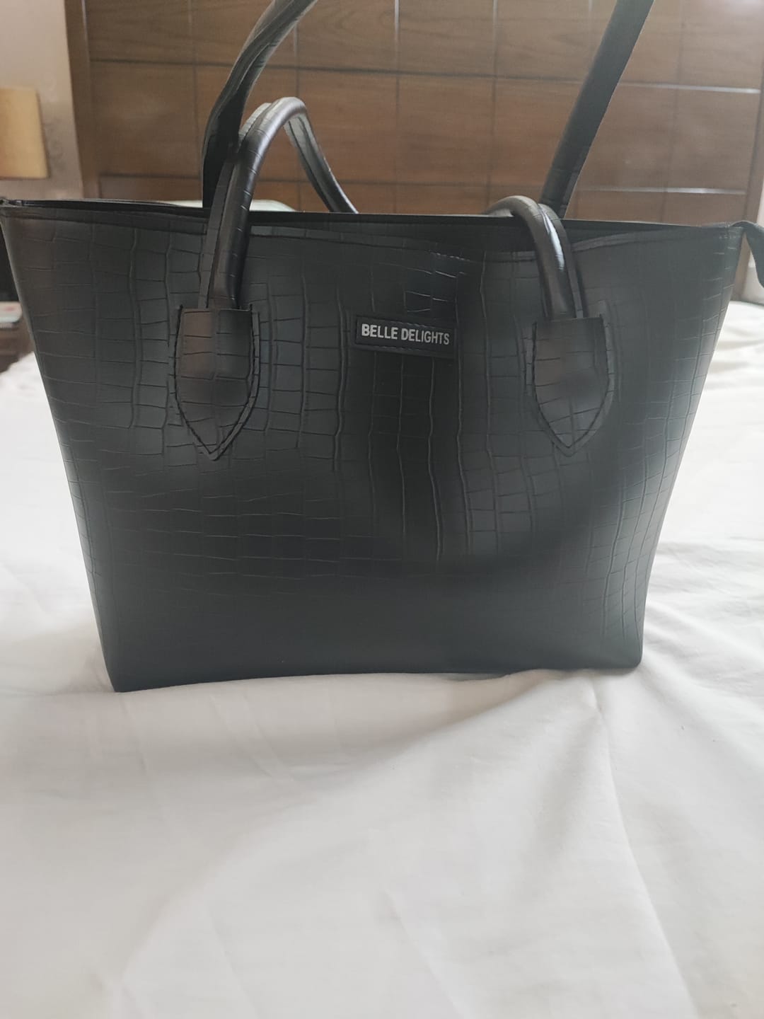 Customer photo review of Black Belle Croc Tote Bag