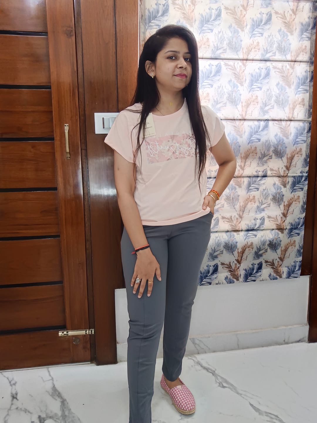 Customer photo review of Cement Grey 4-Way Stretchable Pants