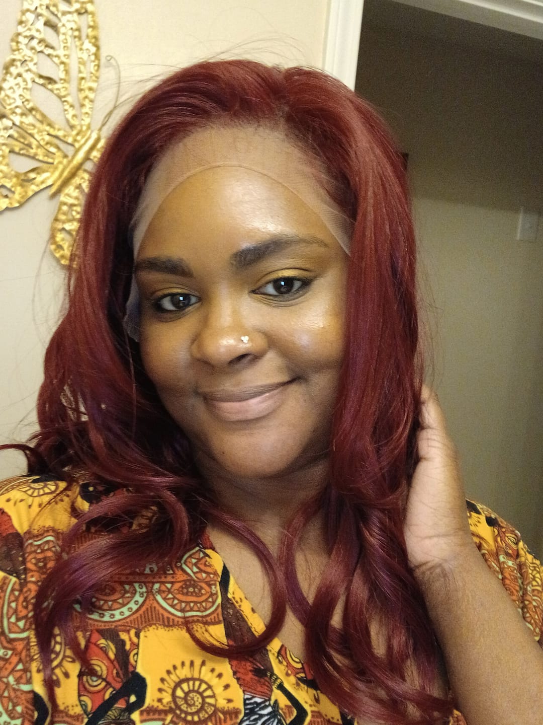Customer photo review of Outre Airtied Glueless Human Hair Blend 13x6 HD Lace Front Wig LOOSE BODY WAVE 18" - 100% Fully Hand-Tied