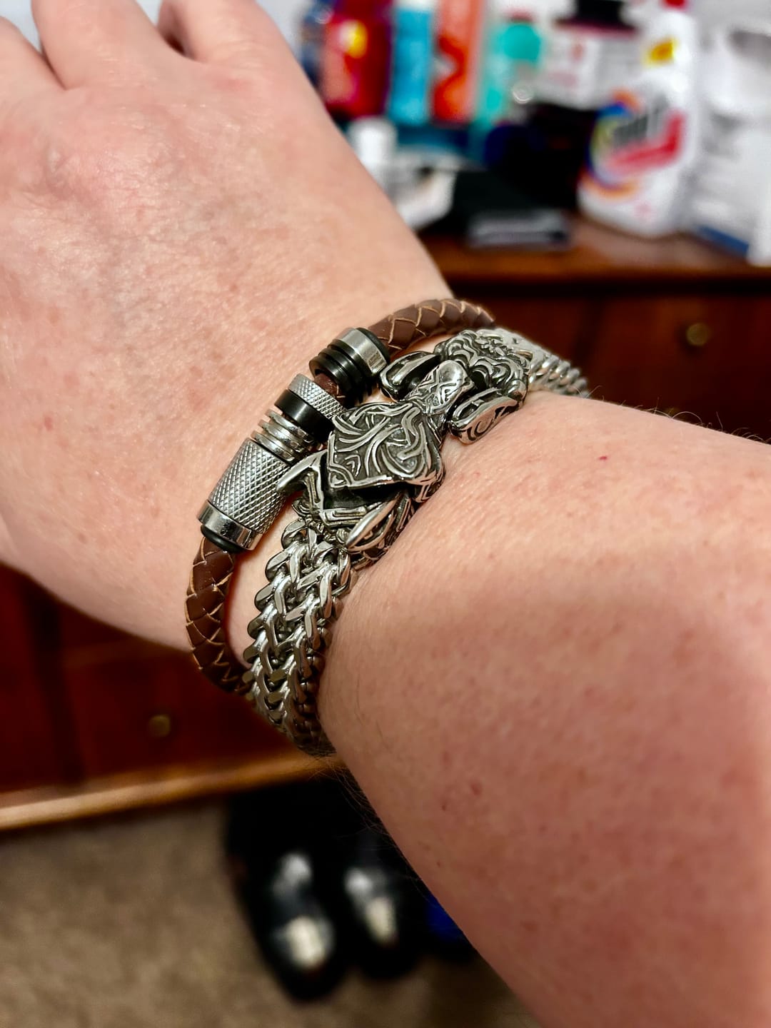 Customer photo review of Fenrir - The Great Wolf - Stainless Steel Bracelet