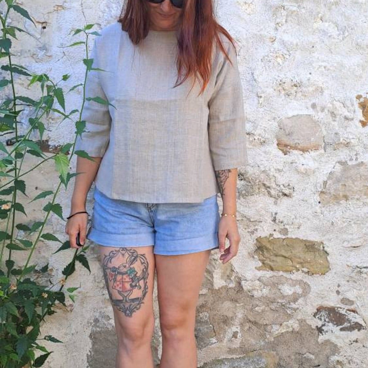 Customer photo review of Casual Heavy Linen Top