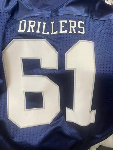 Customer photo review of Custom Navy White-Gray Personalized Classic Mesh Authentic Football Jersey