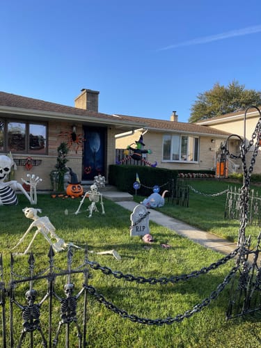 Customer photo review of Zombie Hands Sising In Dark Halloween Night Front Door Cover