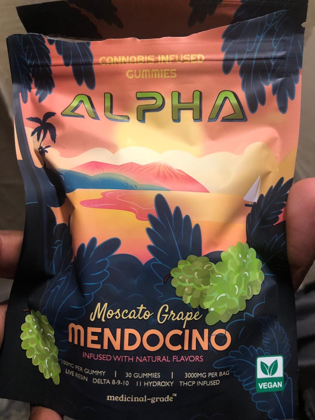 Customer photo review of Alpha Moscato Green Grape THC Blend Vegan Gummies 3000mg 30 Count